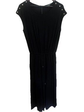 lauren ralph lauren women’s medium Jumpsuit black Wide Leg Cropped Y2K Retro. Dd